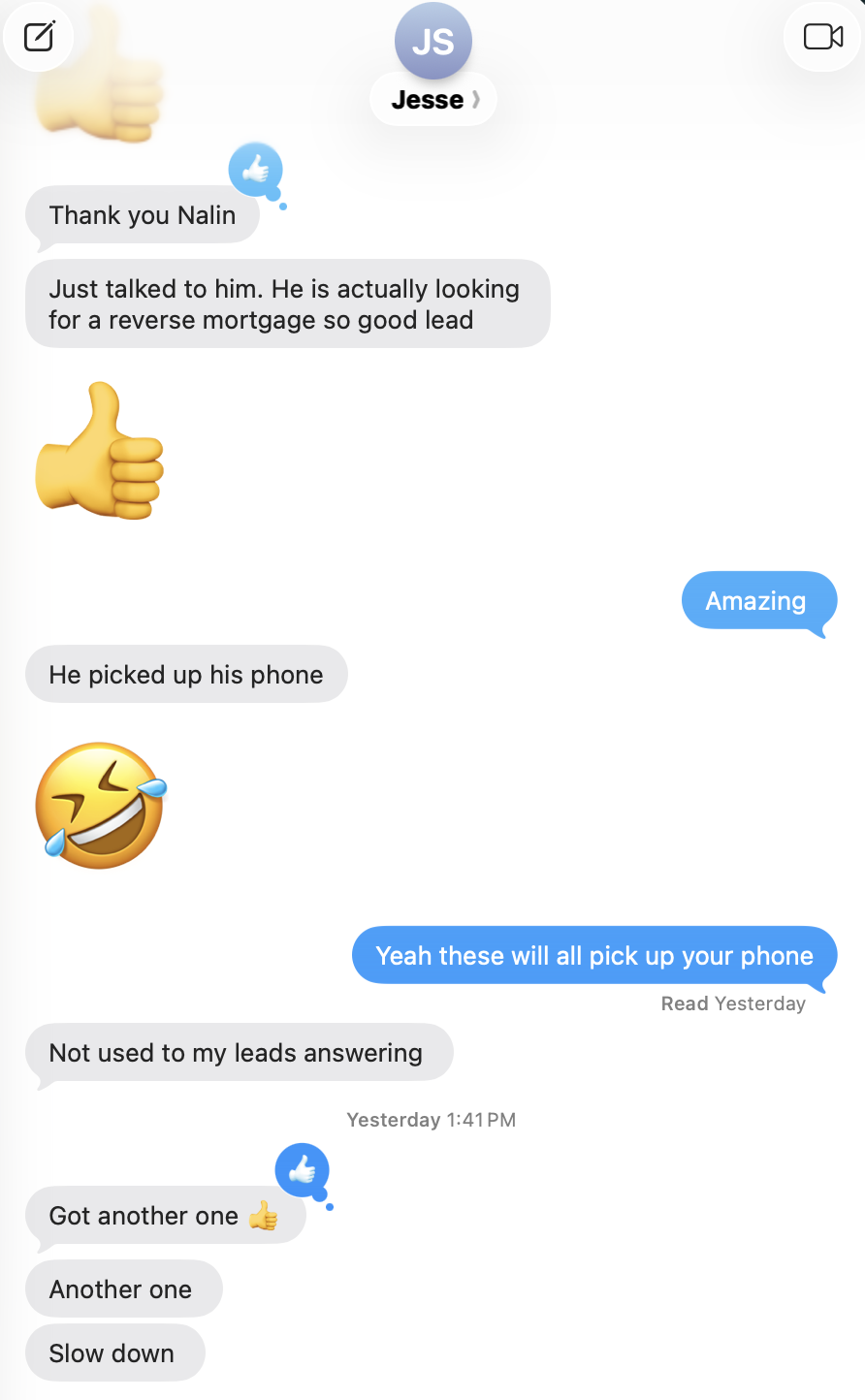 Jesse shares that Nalin’s lead picked up the phone and booked a call